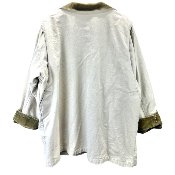 VTG Y2K LL Bean Womens Size 2X Field Coat Cream Wool Plaid Lined Corduroy Collar - Picture 2 of 5